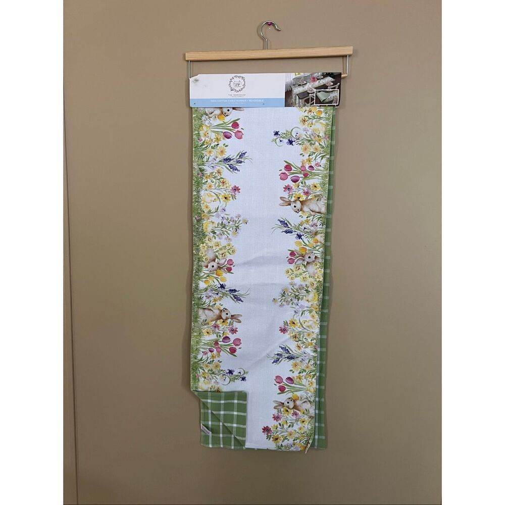 The Farmhouse By Rachel Ashwell Easter Bunny Chicks Table Runner 16” X 90” Rever